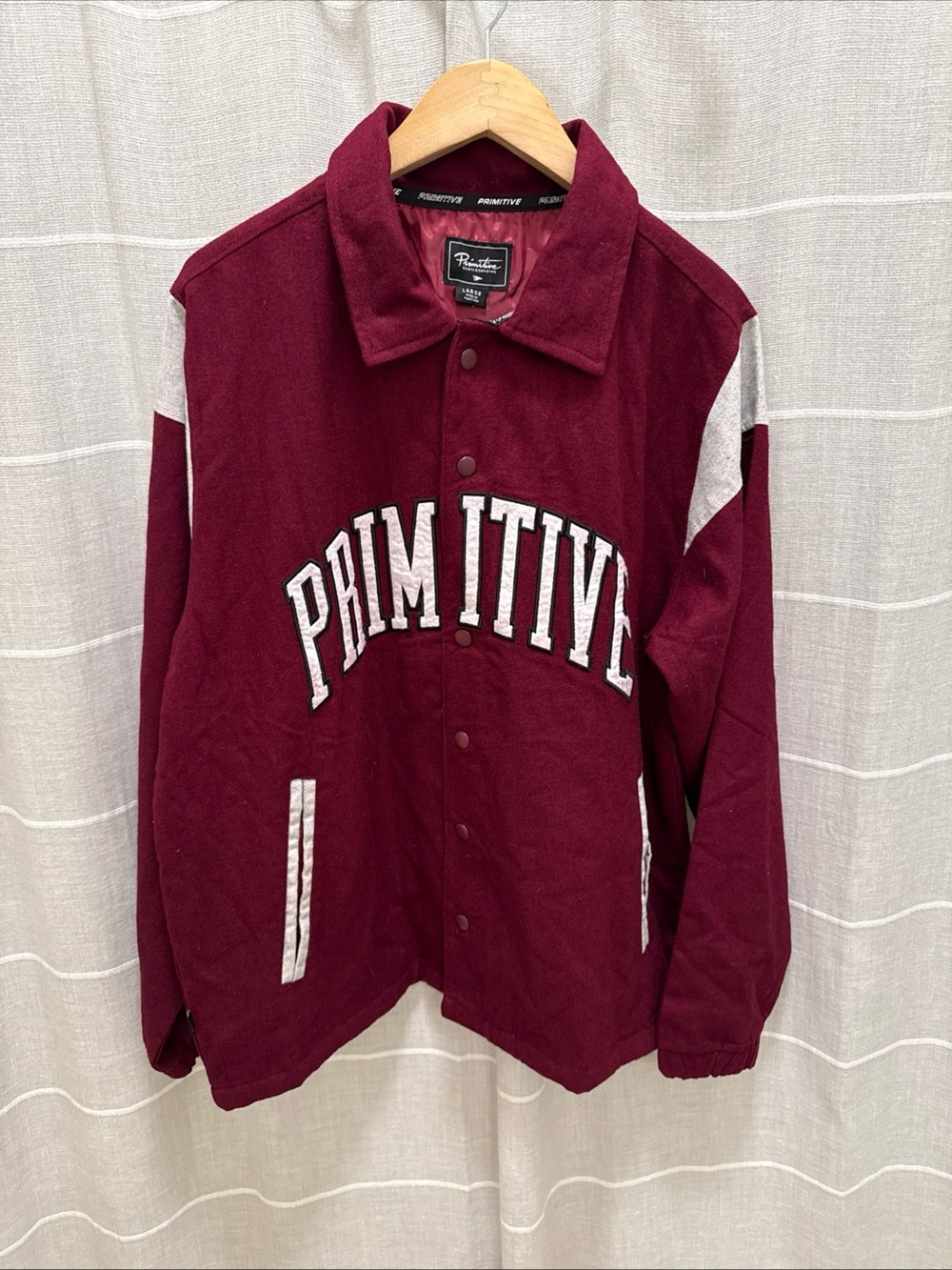 Primitive Maroon Coach Jacket with Light Gray Accents